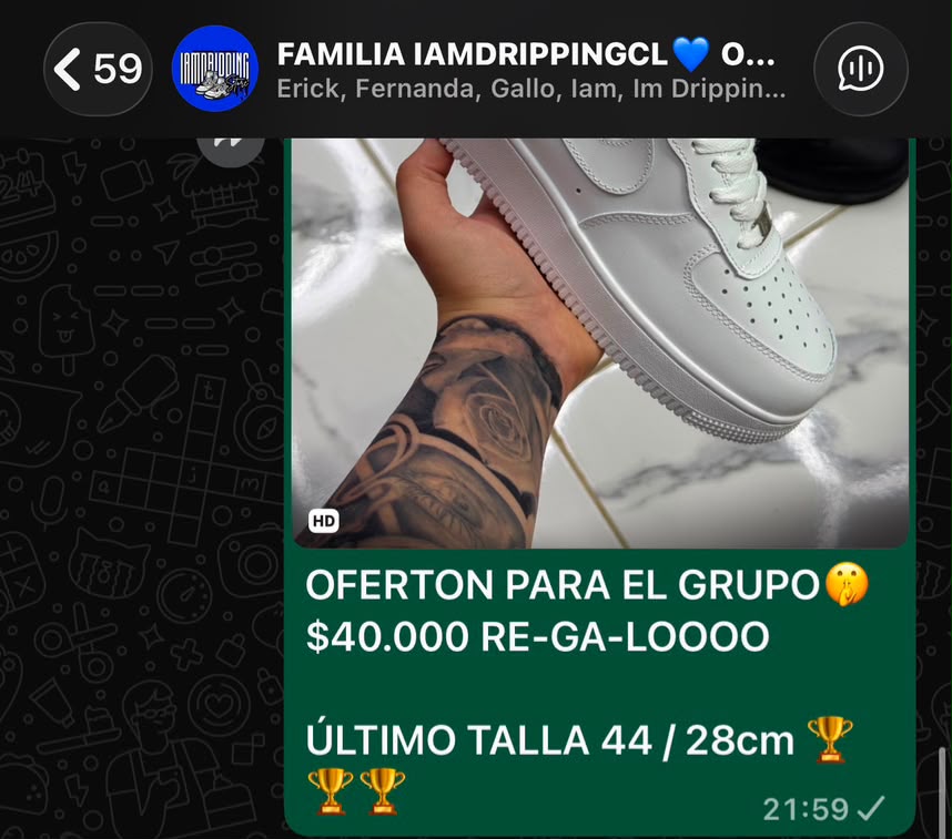 Evidencia del grupo de WhatsApp